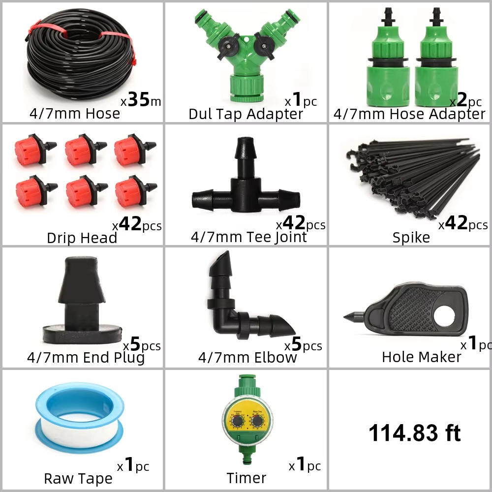 Drip Irrigation System with Automatic Timer for Gardens
