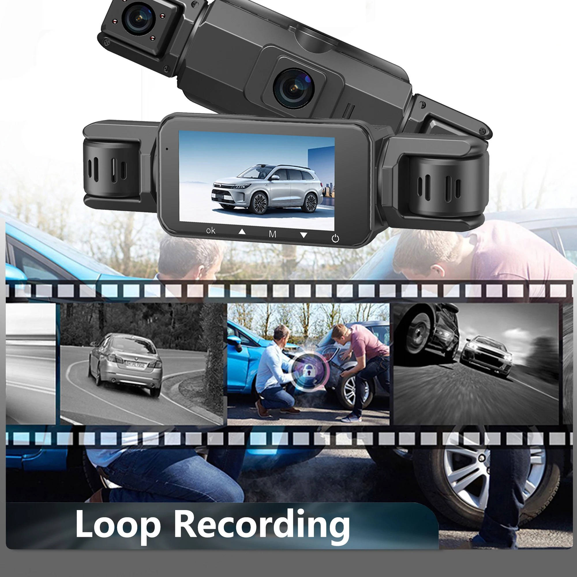 4-Channel Dash Cam with Night Vision and Parking Monitor, WiFi App Control
