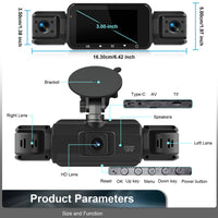 4-Channel Dash Cam with Night Vision and Parking Monitor, WiFi App Control
