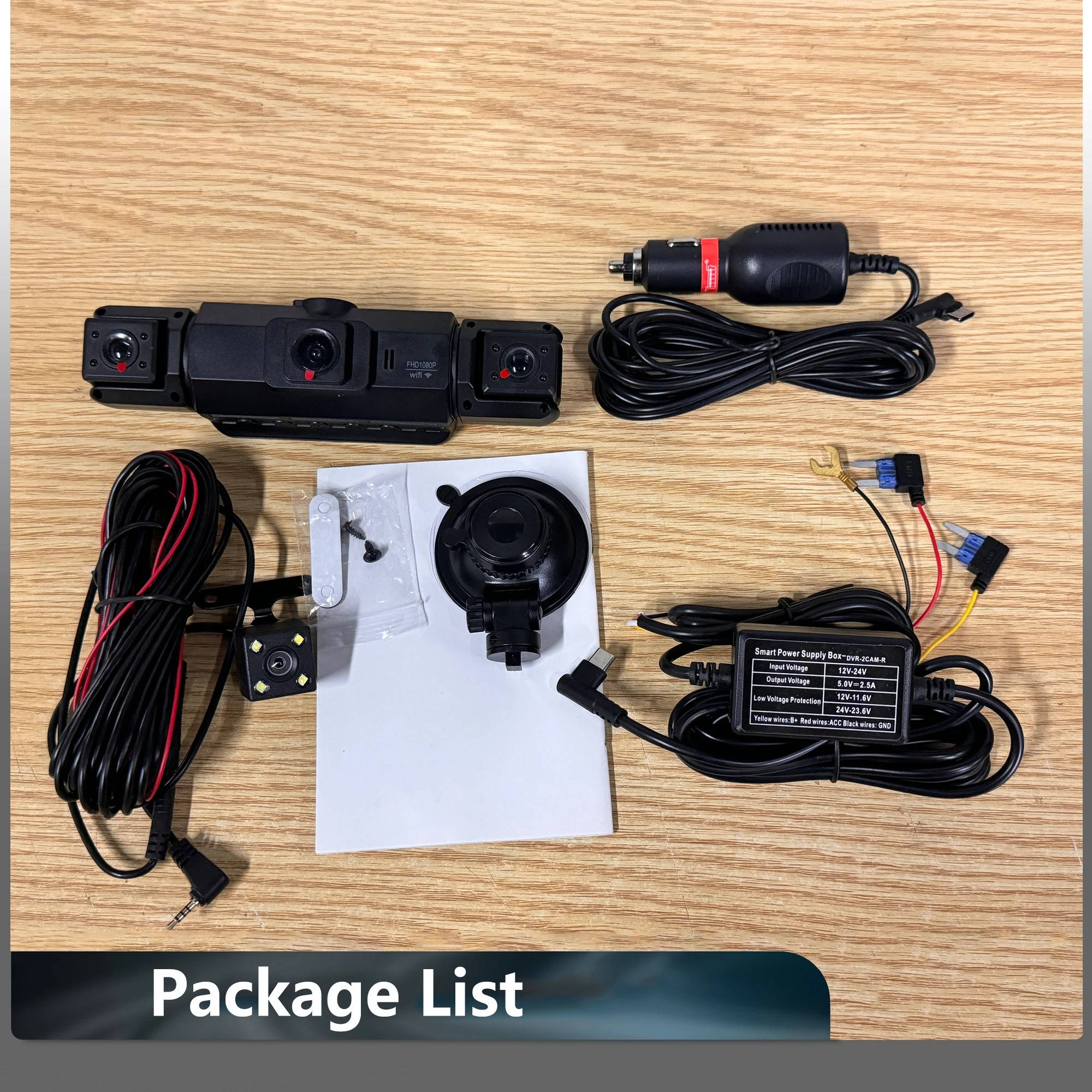 4-Channel Dash Cam with Night Vision and Parking Monitor, WiFi App Control