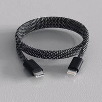 Magnetic Self Coiling Braided Charging Cable with Interchangeable Magnetic Tips in Four Connector Types