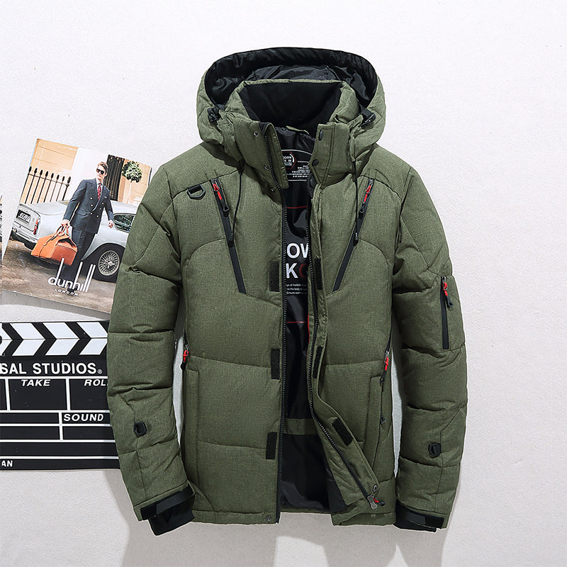 Insulated Winter Parka with Detachable Padded Hood and Water Resistant Shell for Men
