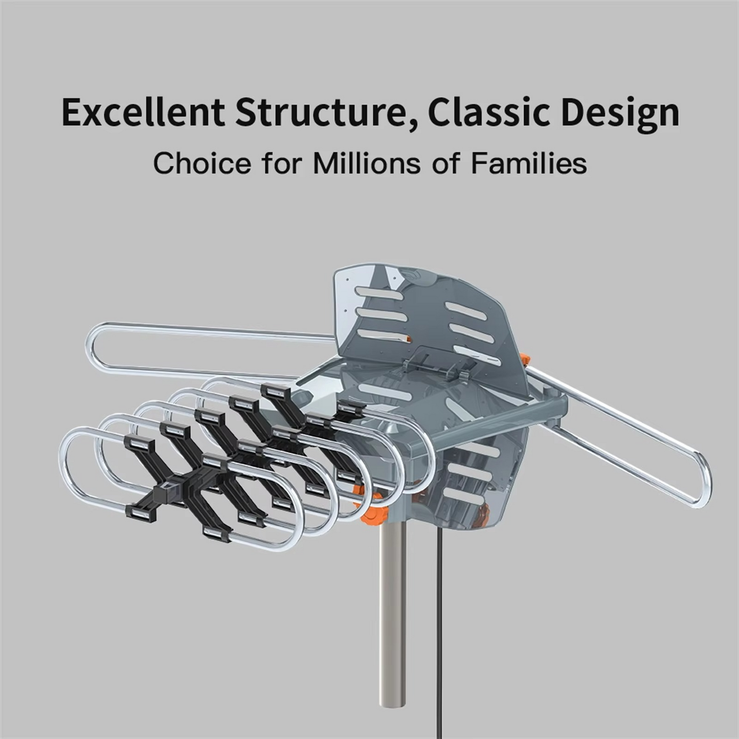 HDTV Antenna with Motorized 360 Degree Rotation and Mounting Pole