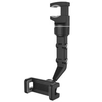Rearview Mirror Phone Mount with a 360 Degree Ball Joint, Spring Clip and Foldable Arm in Green or Gray
