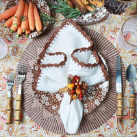 Cornucopia Napkin Ring with Raised Pumpkins, Berries and Leaves, Set of 4