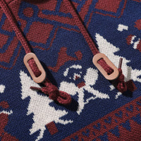 Christmas Hooded Sweater with Reindeer, Snowflake and Star Patterns and Drawstring Hood