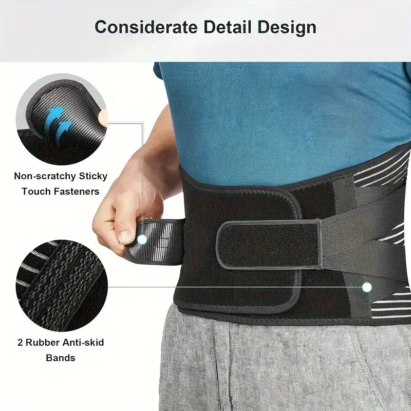 Lower Back Brace with 6-Strip Reinforcement and 3D Massage Pad