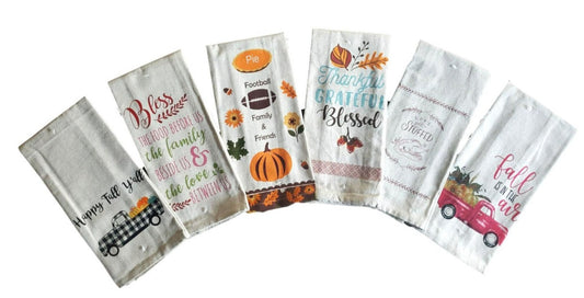 Kitchen Towels with Fall Patterns and Absorbent Cotton, Set of 6