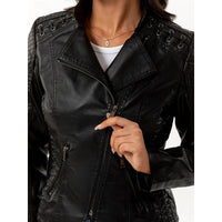 Womens Tailored Biker Jacket with a Structured Silhouette in Black, Khaki, Red or Pink
