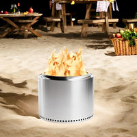 Portable Stainless Steel Fire Pit with Double Wall Airflow Chamber and Removable Ash Pan