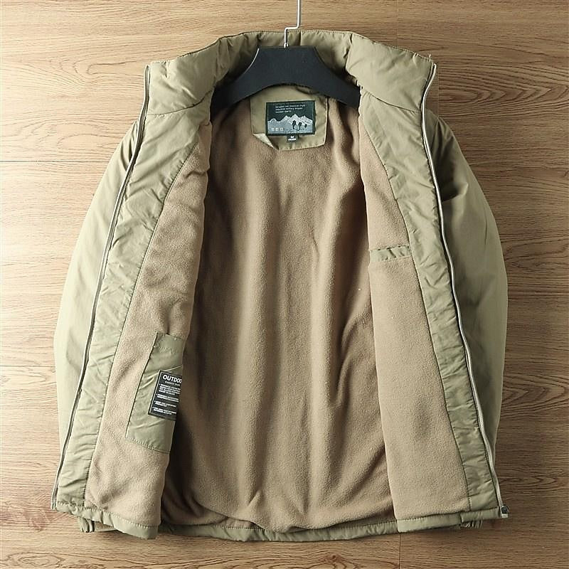 Windproof Hooded Jacket with Insulated Lining and Zippered Front Pockets