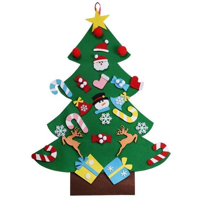 Felt Christmas Tree Set with Hook and Loop Ornaments for Kids to Decorate and Rearrange