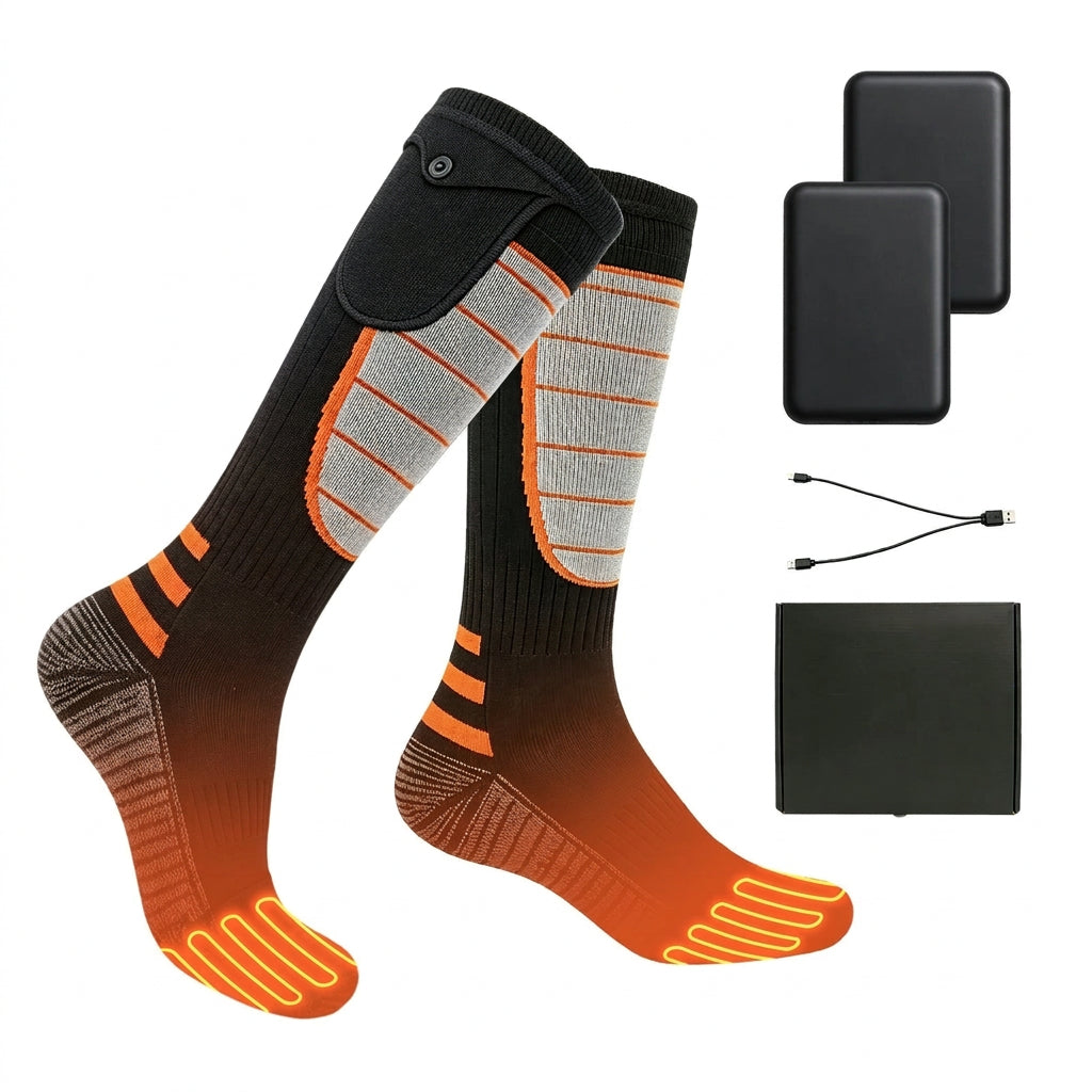 Heated Socks with Adjustable Temperature and Rechargeable Battery, Side Wrap Design