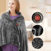 Electric Shawl Blanket with Zipper and Three Heat Modes, Machine Washable