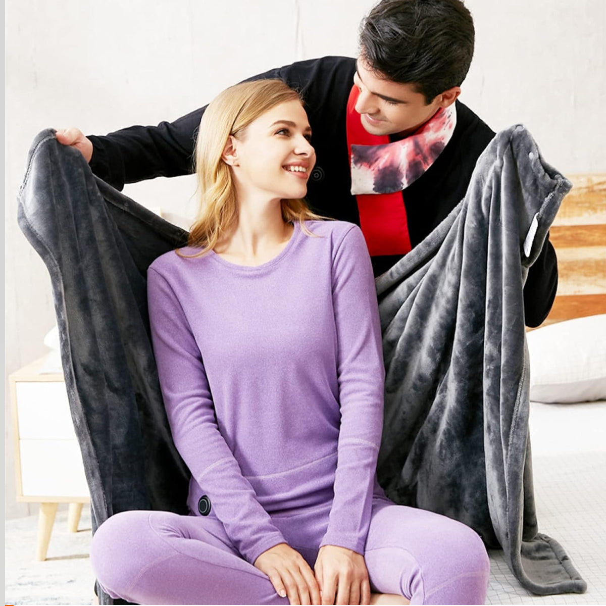 Electric Shawl Blanket with Zipper and Three Heat Modes, Machine Washable
