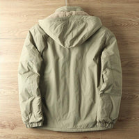 Windproof Hooded Jacket with Insulated Lining and Zippered Front Pockets