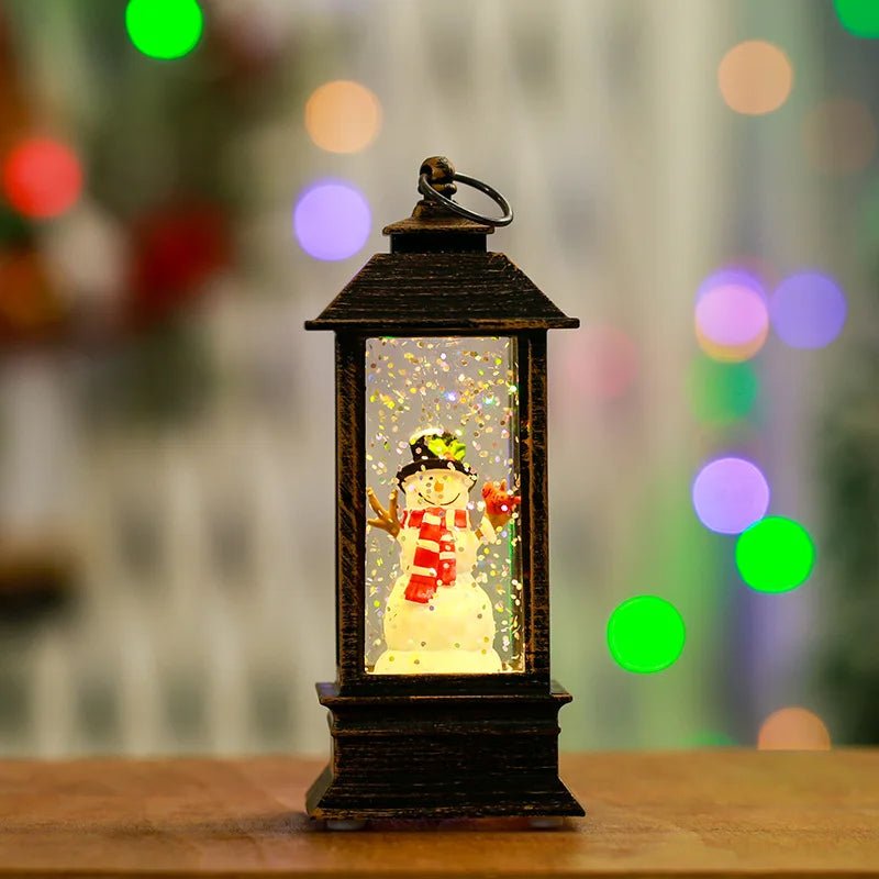 Mini Snow Globe Lantern with Warm LED and Hanging Ring in Christmas Tree Snowman Or Santa Styles