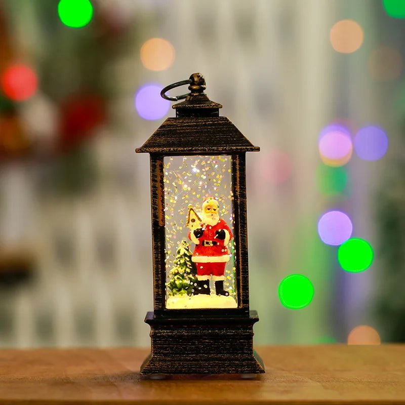 Mini Snow Globe Lantern with Warm LED and Hanging Ring in Christmas Tree Snowman Or Santa Styles