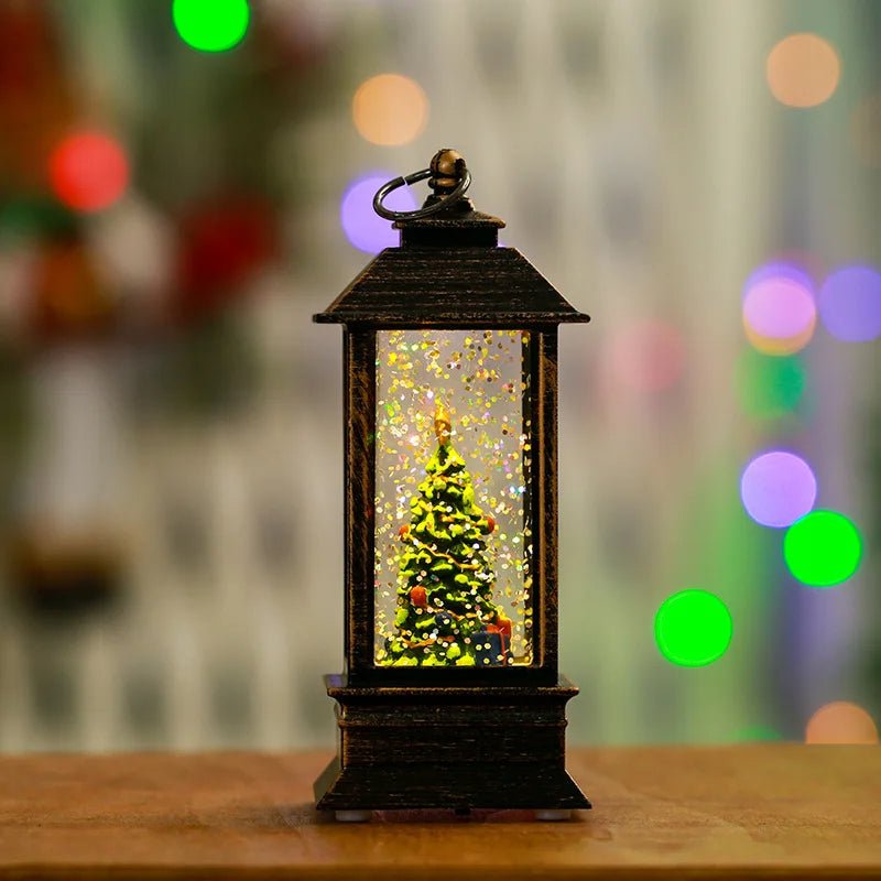 Mini Snow Globe Lantern with Warm LED and Hanging Ring in Christmas Tree Snowman Or Santa Styles