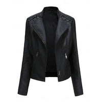 Womens Tailored Biker Jacket with a Structured Silhouette in Black, Khaki, Red or Pink
