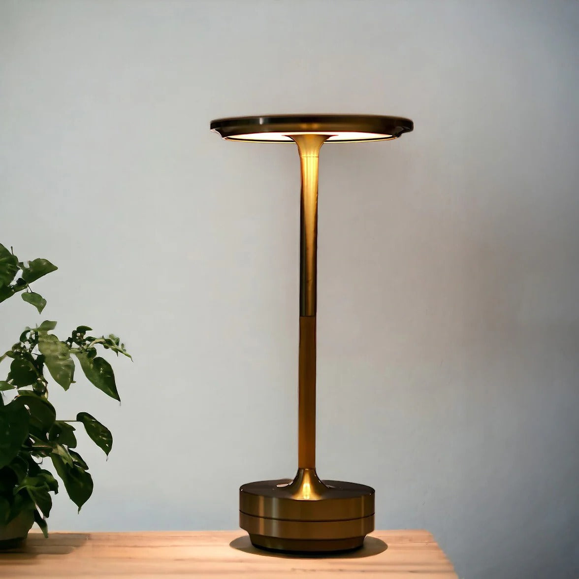 Cordless Rechargeable LED Table Lamp with Touch Dimming and Three Color Temperatures in Gold, Silver or Black