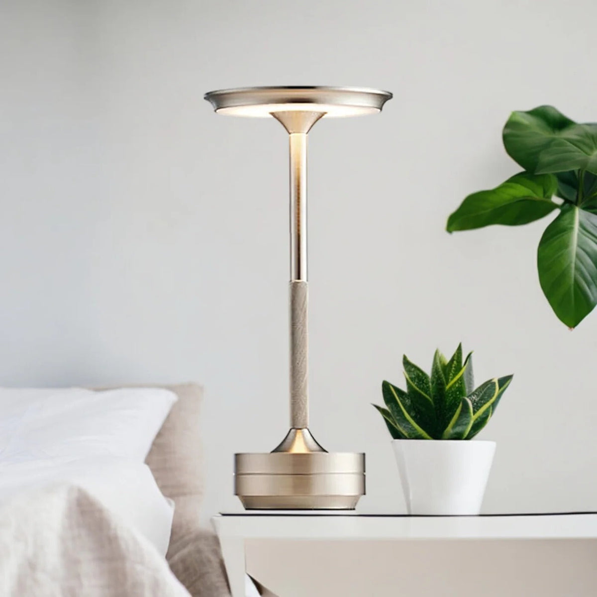 Cordless Rechargeable LED Table Lamp with Touch Dimming and Three Color Temperatures in Gold, Silver or Black