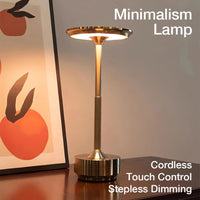 Cordless Rechargeable LED Table Lamp with Touch Dimming and Three Color Temperatures in Gold, Silver or Black