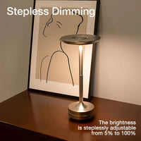 Cordless Rechargeable LED Table Lamp with Touch Dimming and Three Color Temperatures in Gold, Silver or Black
