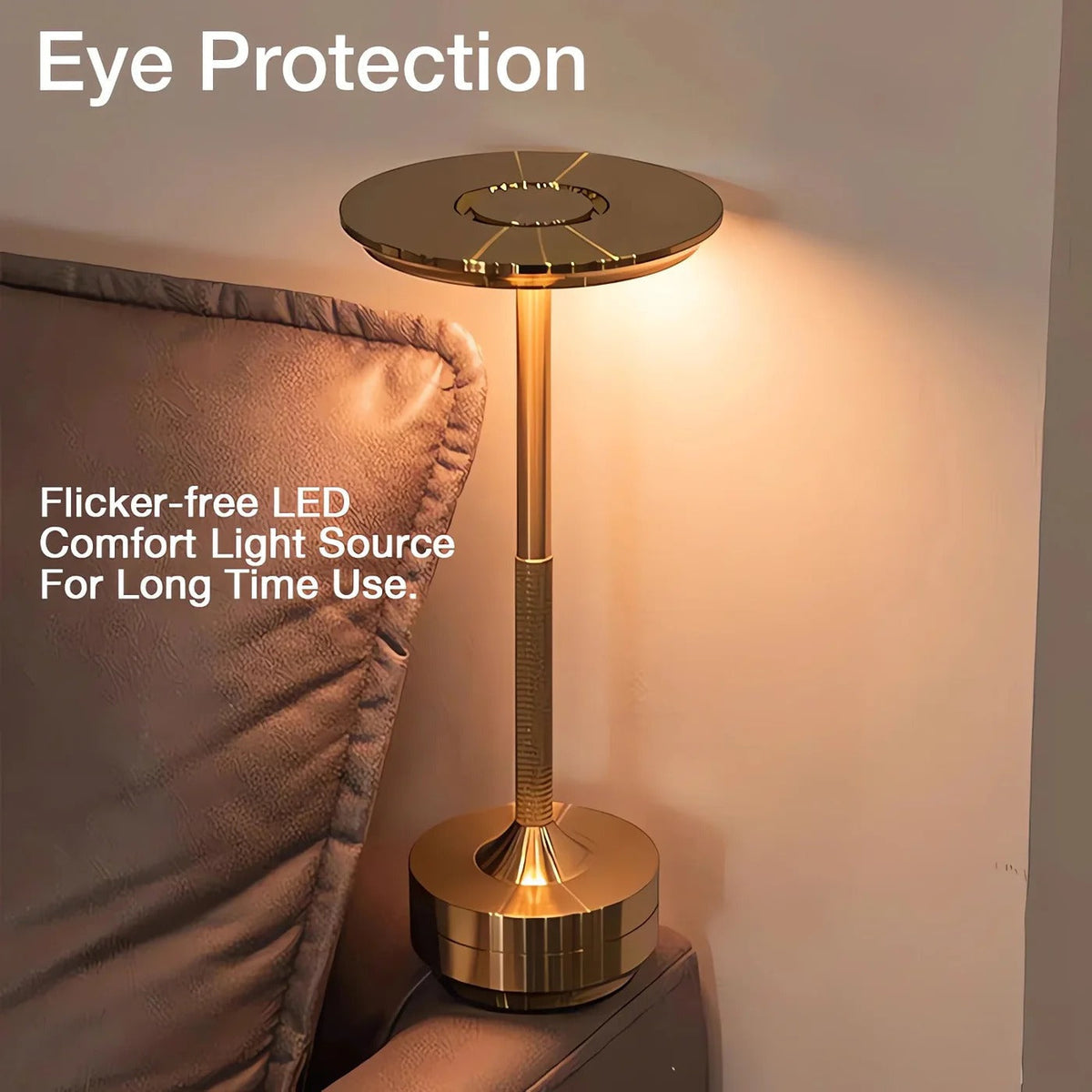 Cordless Rechargeable LED Table Lamp with Touch Dimming and Three Color Temperatures in Gold, Silver or Black