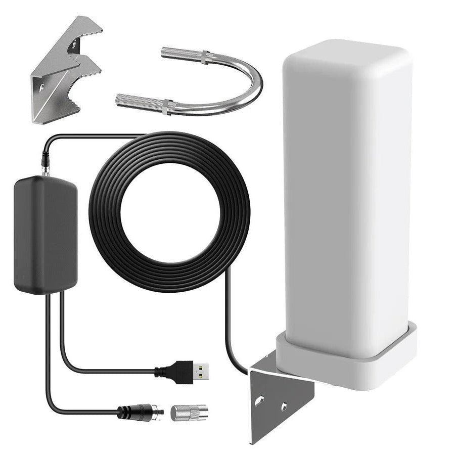 HD Outdoor Antenna with Signal Amplifier and 360 Degree Reception, 13ft Cable