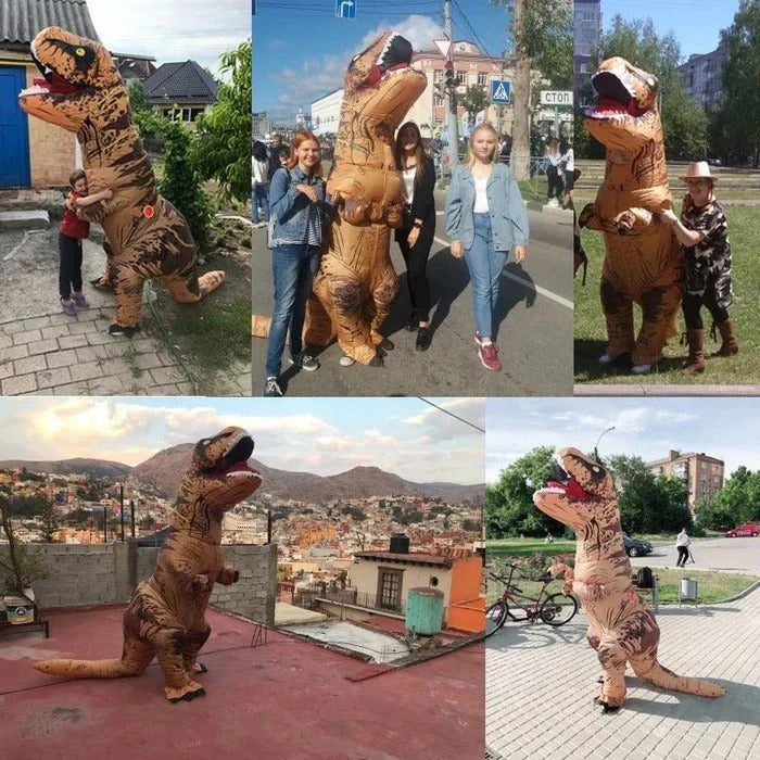Inflatable T Rex Costume for Adults with Built in Blower Fan and Gloves for Halloween Parties