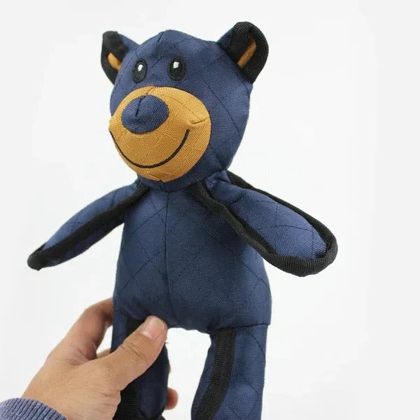 Dog Toy Bear with Squeaker and Nylon Rubber Construction, 8x10 Inches