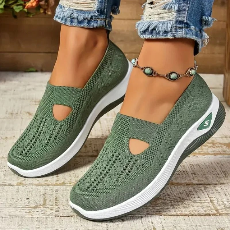 Womens Mesh Sneakers with Cushioned Insole and Low Heel Base in Eight Colors