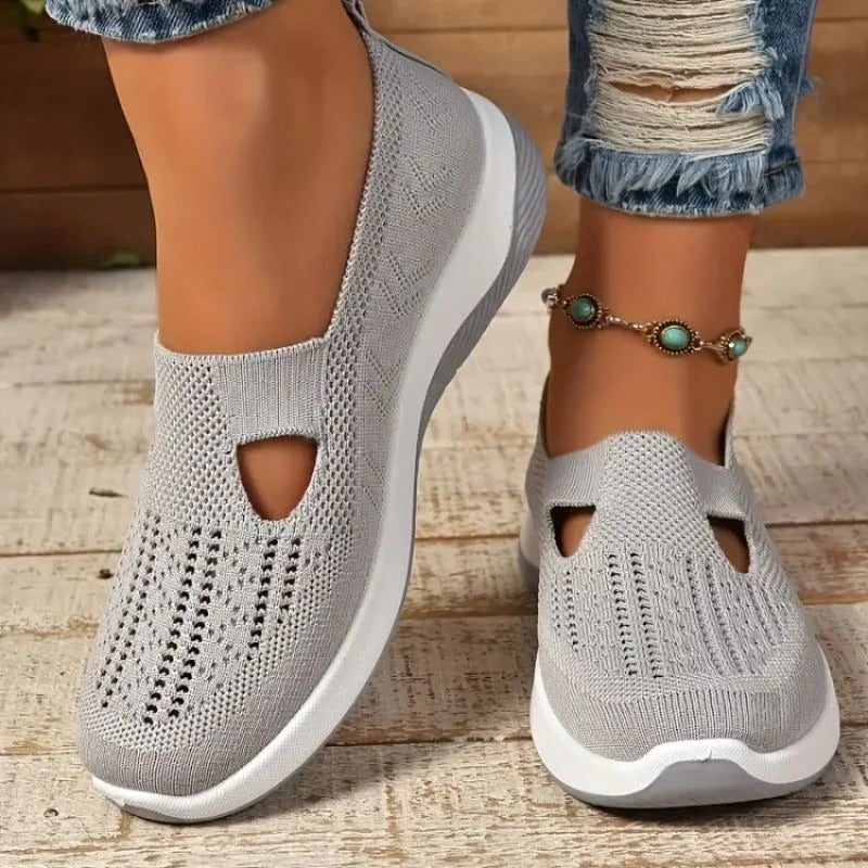 Womens Mesh Sneakers with Cushioned Insole and Low Heel Base in Eight Colors