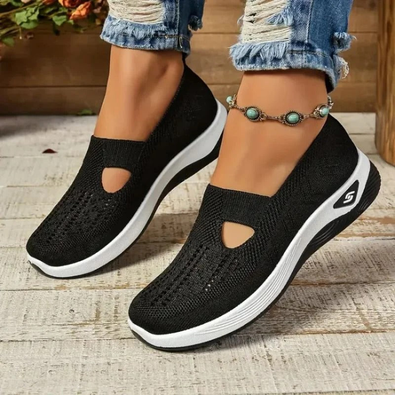 Womens Mesh Sneakers with Cushioned Insole and Low Heel Base in Eight Colors