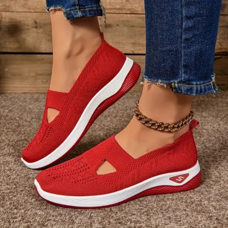 Womens Mesh Sneakers with Cushioned Insole and Low Heel Base in Eight Colors