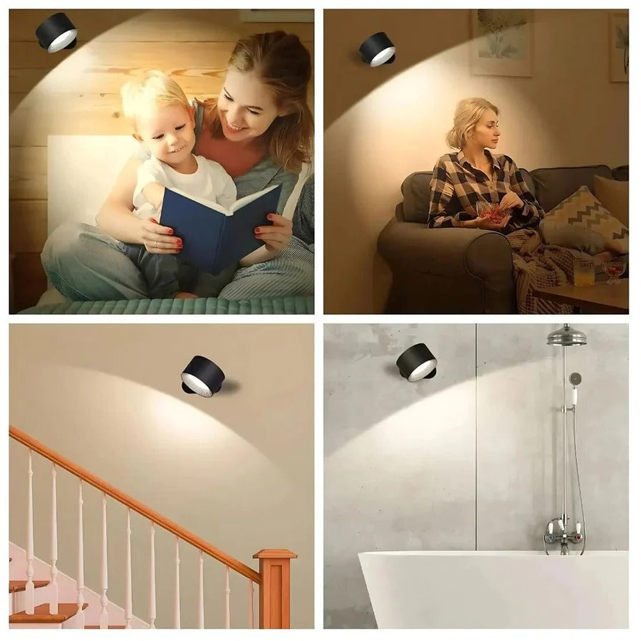 Rechargeable Wall Lamp with Magnetic Ball Rotation and Touch Control, Three Color Temperatures