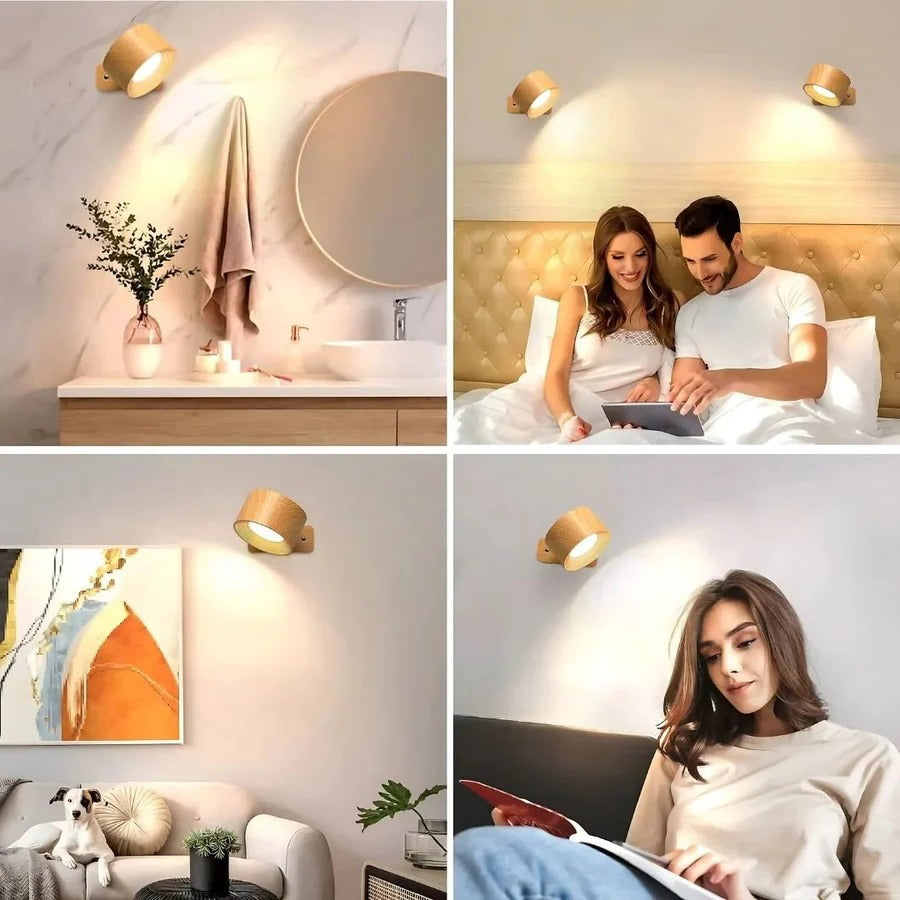 Rechargeable Wall Lamp with Magnetic Ball Rotation and Touch Control, Three Color Temperatures