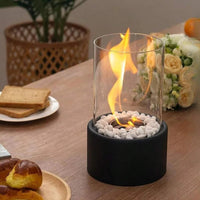 Portable Tabletop Fireplace with Real Ethanol Flames and Included Snuffer