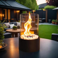Portable Tabletop Fireplace with Real Ethanol Flames and Included Snuffer