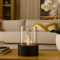 Portable Tabletop Fireplace with Real Ethanol Flames and Included Snuffer