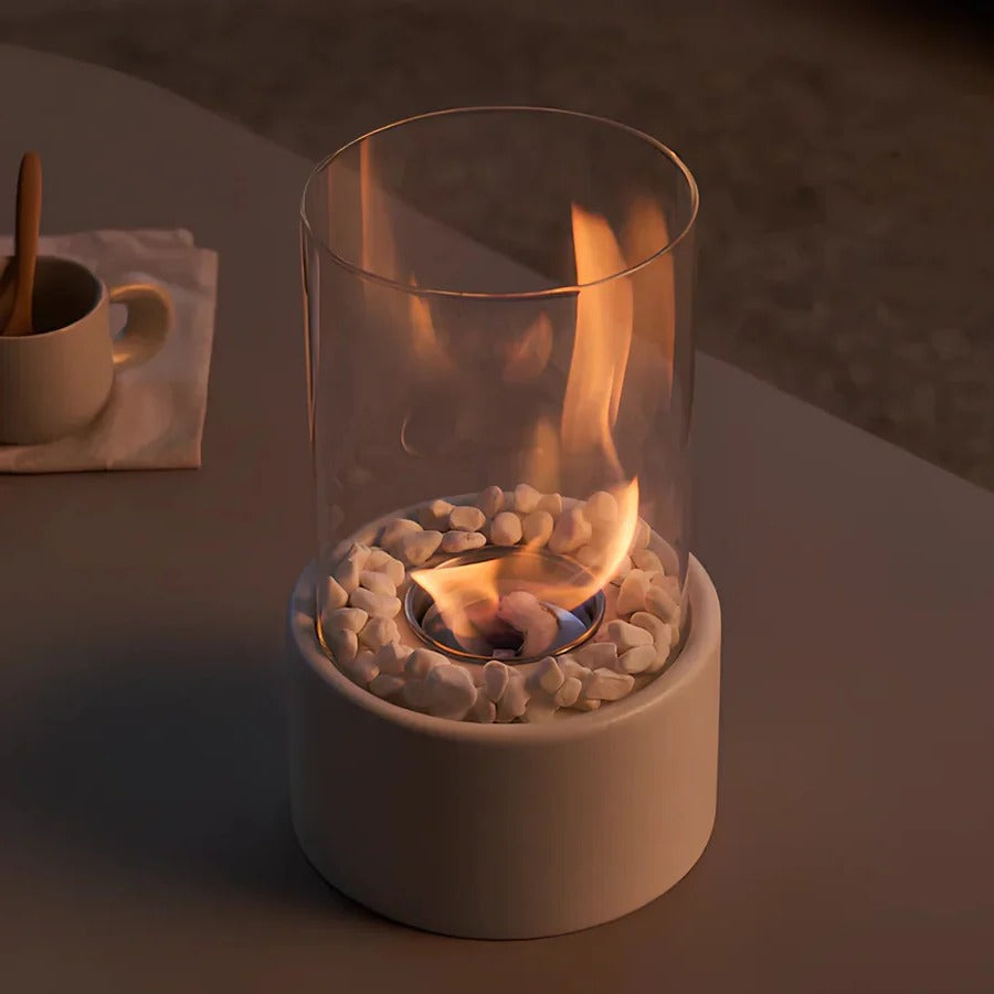 Portable Tabletop Fireplace with Real Ethanol Flames and Included Snuffer