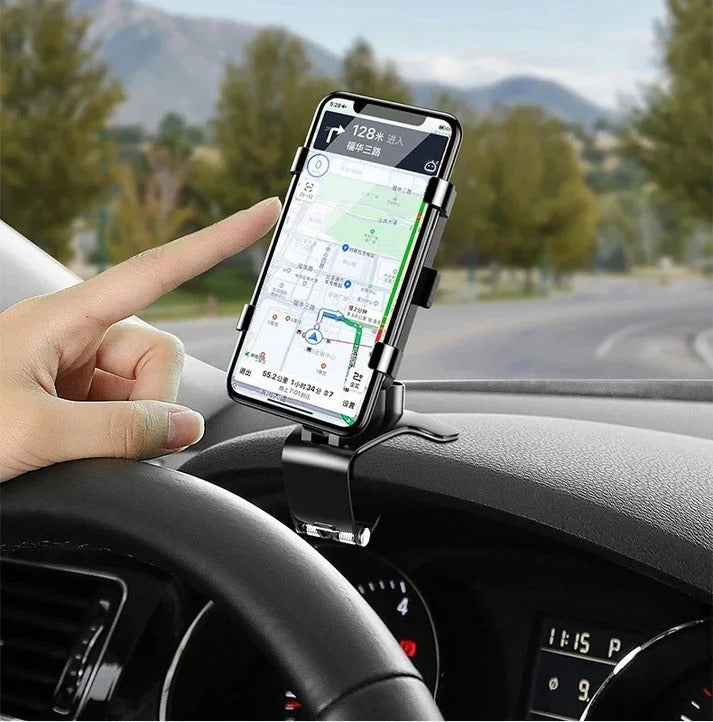 Dashboard Phone Mount with 360 Rotation and Dual Clamping Arms
