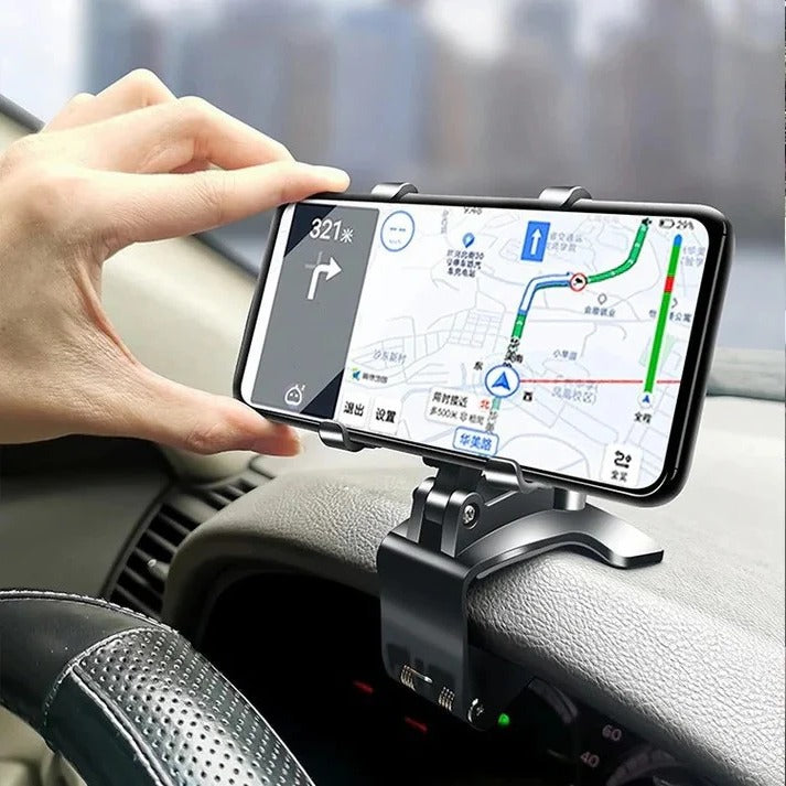 Dashboard Phone Mount with 360 Rotation and Dual Clamping Arms