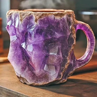 Textured Crystal Coffee Mug with Mineral Pattern and Light-Reflecting Surface