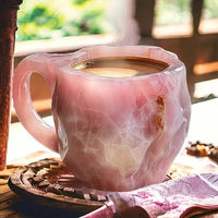 Textured Crystal Coffee Mug with Mineral Pattern and Light-Reflecting Surface