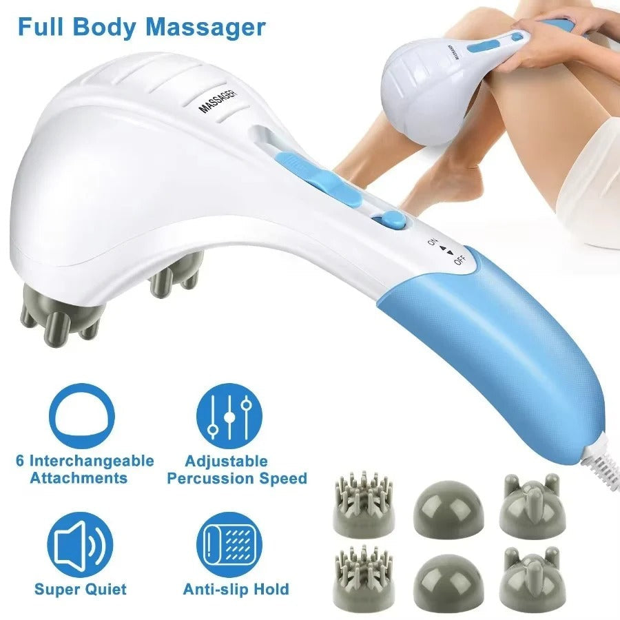 Handheld Percussion Massager with Dual Vibration Motors and Adjustable Speed Settings