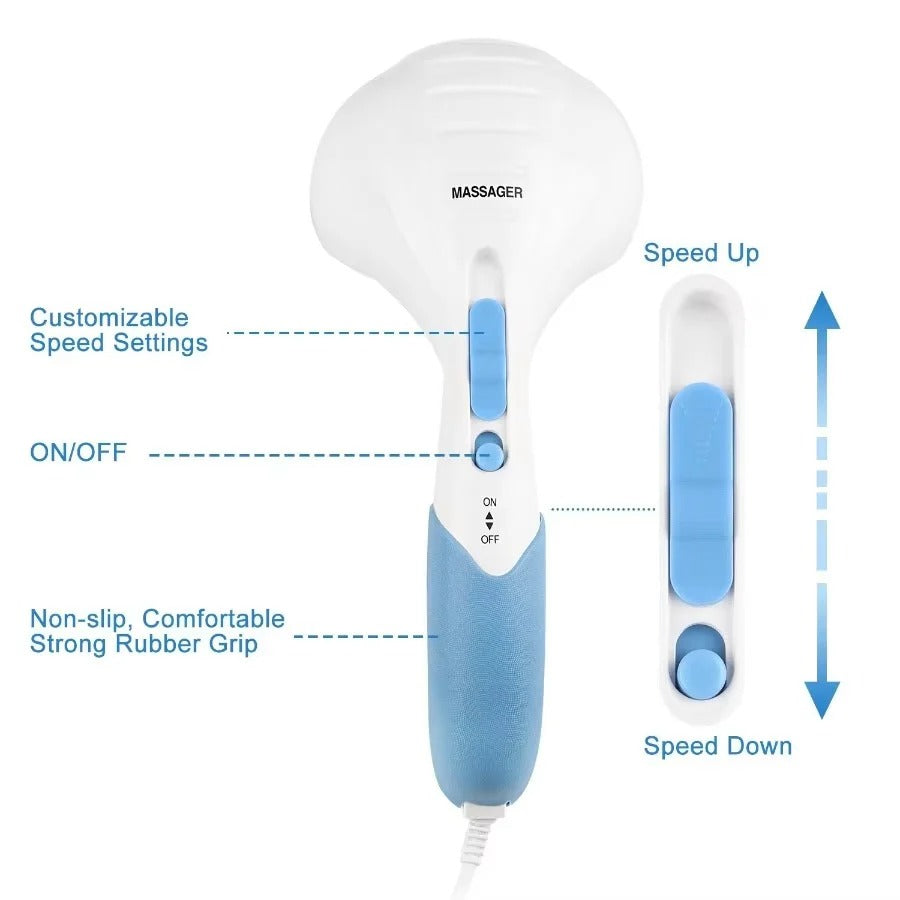 Handheld Percussion Massager with Dual Vibration Motors and Adjustable Speed Settings