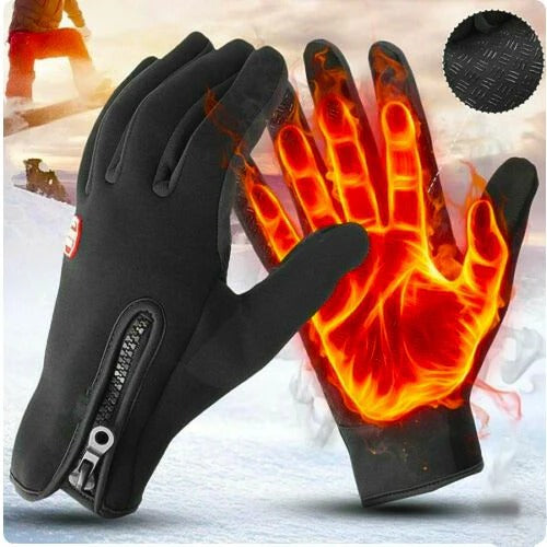 Unisex Fleece Lined Winter Gloves with Raised Grip Palm for Outdoor Sports