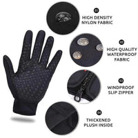 Unisex Fleece Lined Winter Gloves with Raised Grip Palm for Outdoor Sports